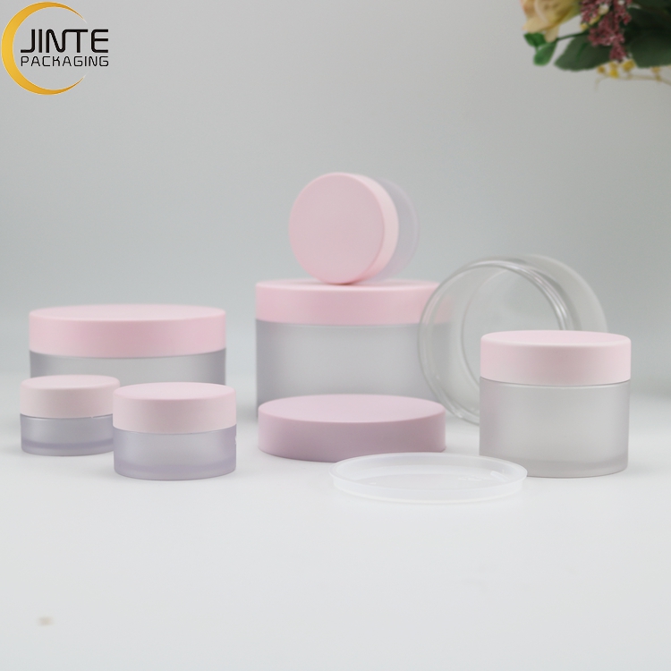 Luxury Sweet Plastic CosmeticJar  PETG Frosted Jar With Pink Cap 1/2 oz 1oz 2oz 3oz 4oz 5oz 6oz 8oz Lip Scrub Container With Lid