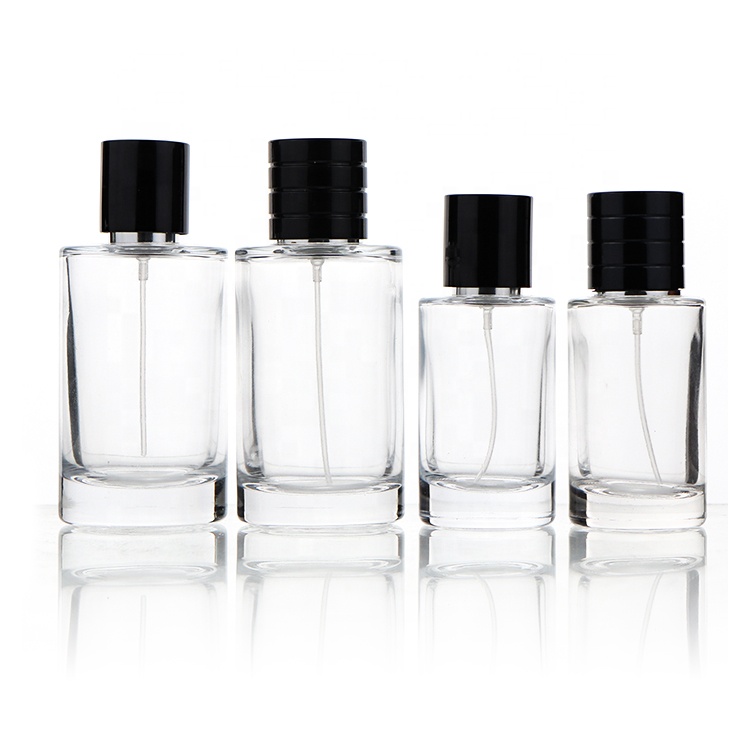 Luxury Transparent 50ml 100ml Glass Magnetic Cap perfume Pump Sprayer Bottle With Box Packaging