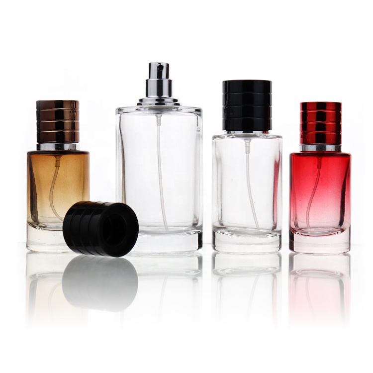 Luxury Transparent 50ml 100ml Glass Magnetic Cap perfume Pump Sprayer Bottle With Box Packaging