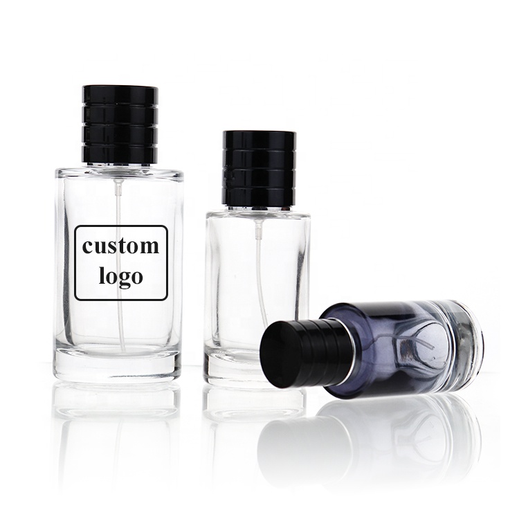 Luxury Transparent 50ml 100ml Glass Magnetic Cap perfume Pump Sprayer Bottle With Box Packaging