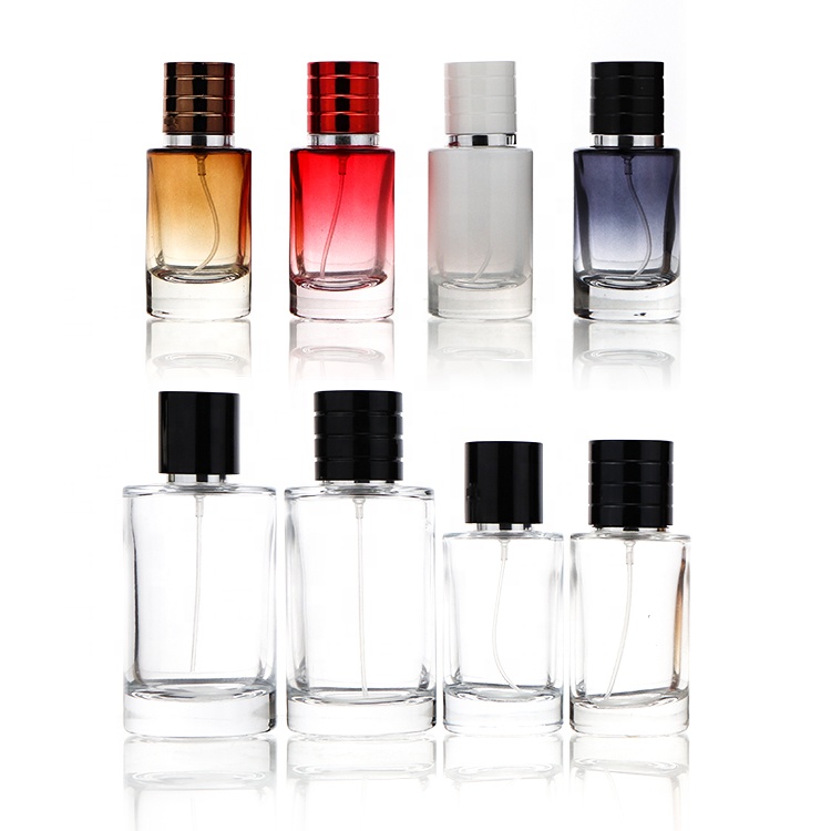 Luxury Transparent 50ml 100ml Glass Magnetic Cap perfume Pump Sprayer Bottle With Box Packaging