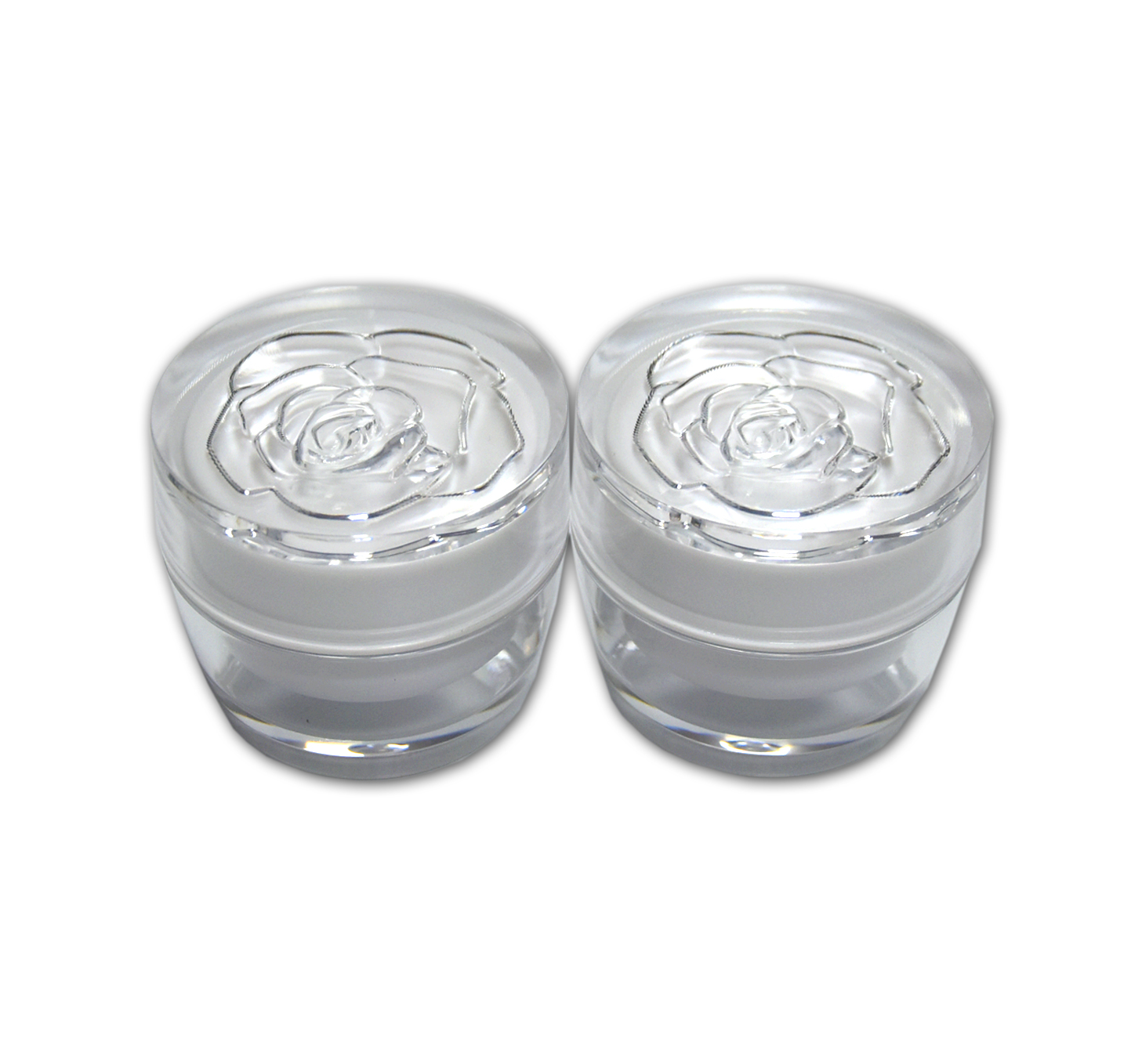 Luxury White Acrylic Double Wall Skincare Packaging Plastic Jar with Elegant Flower Screw Cap