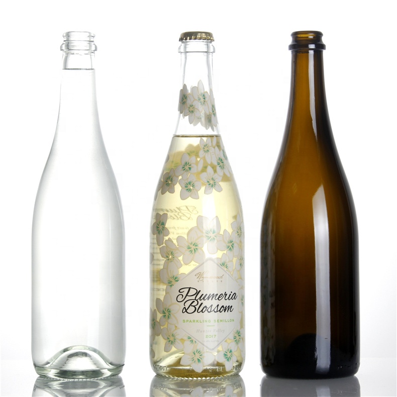 Luxury Wholesale Wine Custom Extra Flint Crown Top Common 750 Ml Champagne Glass Bottle