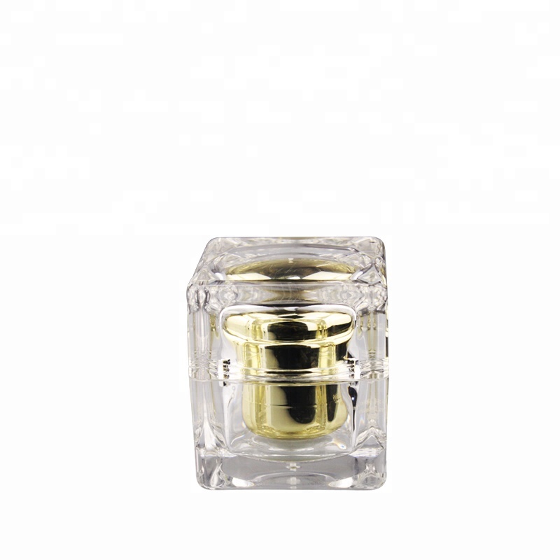 Luxury acrylic clear square cream jar cosmetic plastic