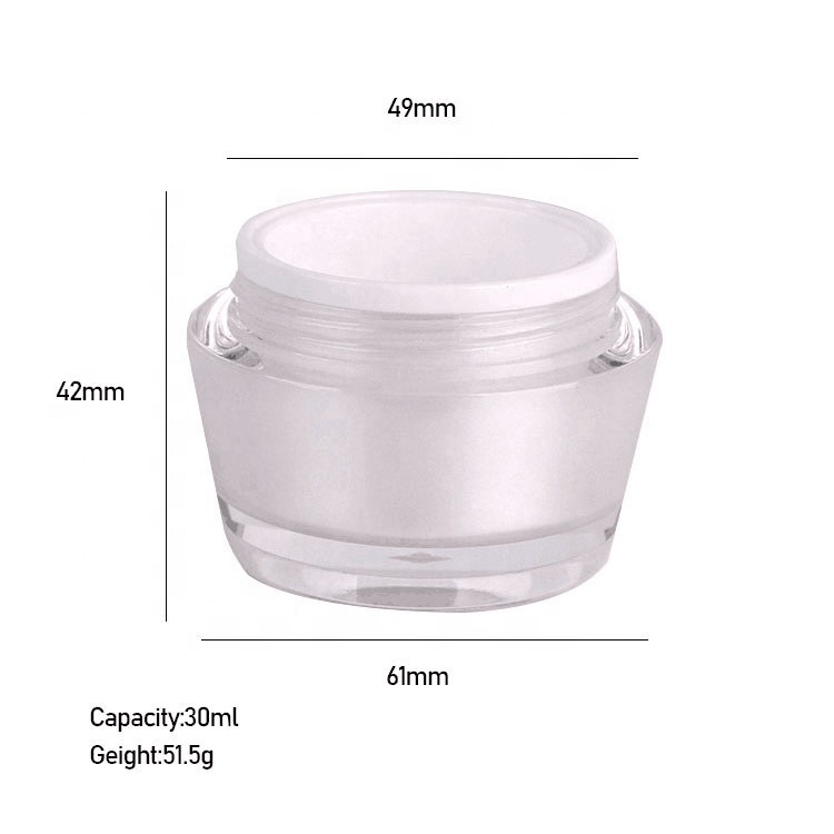 Luxury airless cosmetic jars 30g acrylic cream jar for skincare