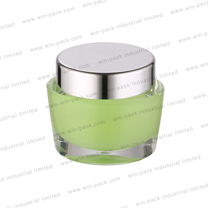 Luxury airless cream jars 15g 30g 50g gold and white acrylic cream jar for skincare packaging