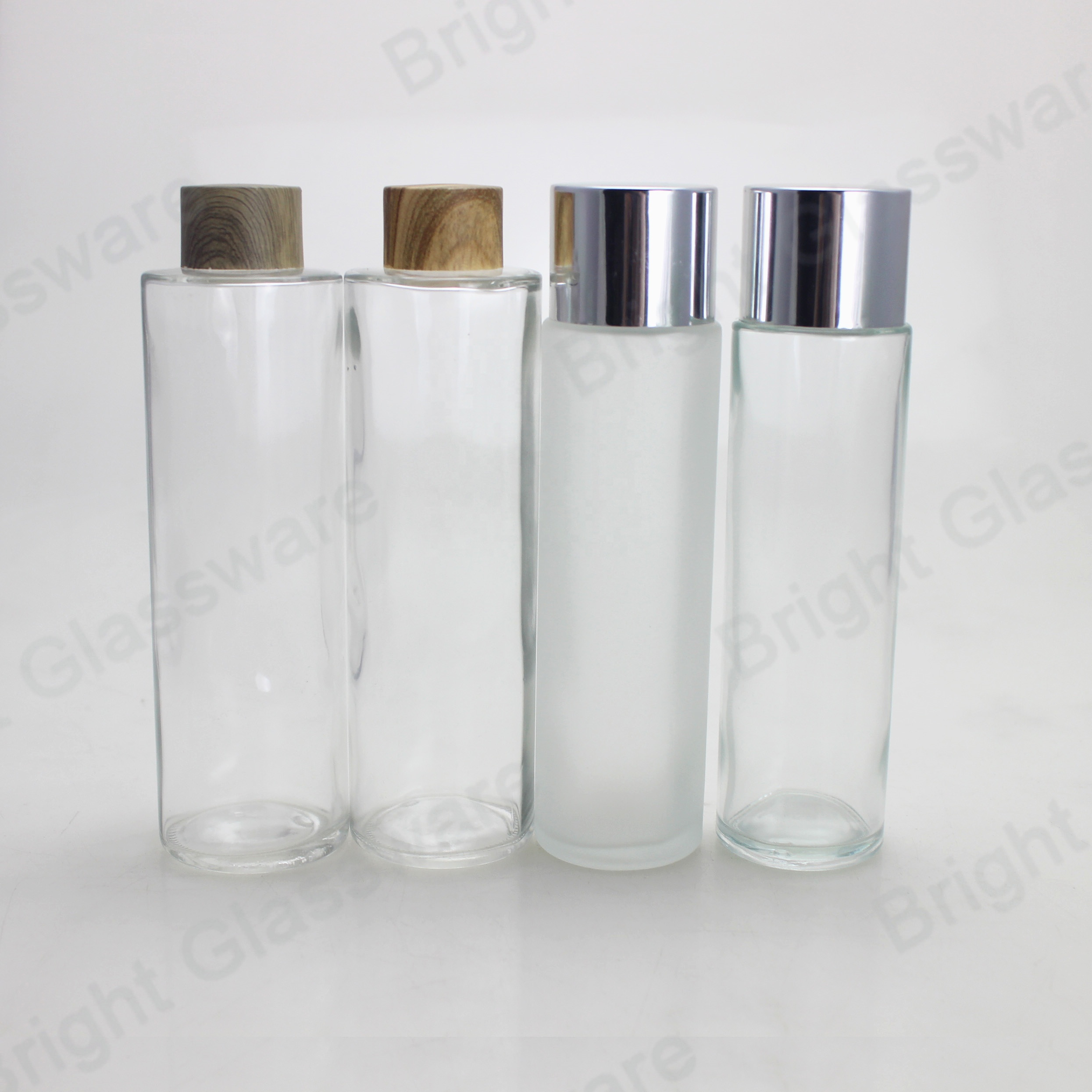 Luxury airless frosted round 50ml 100ml 200ml cosmetic facial cream glass bottles container cream lotion bottles