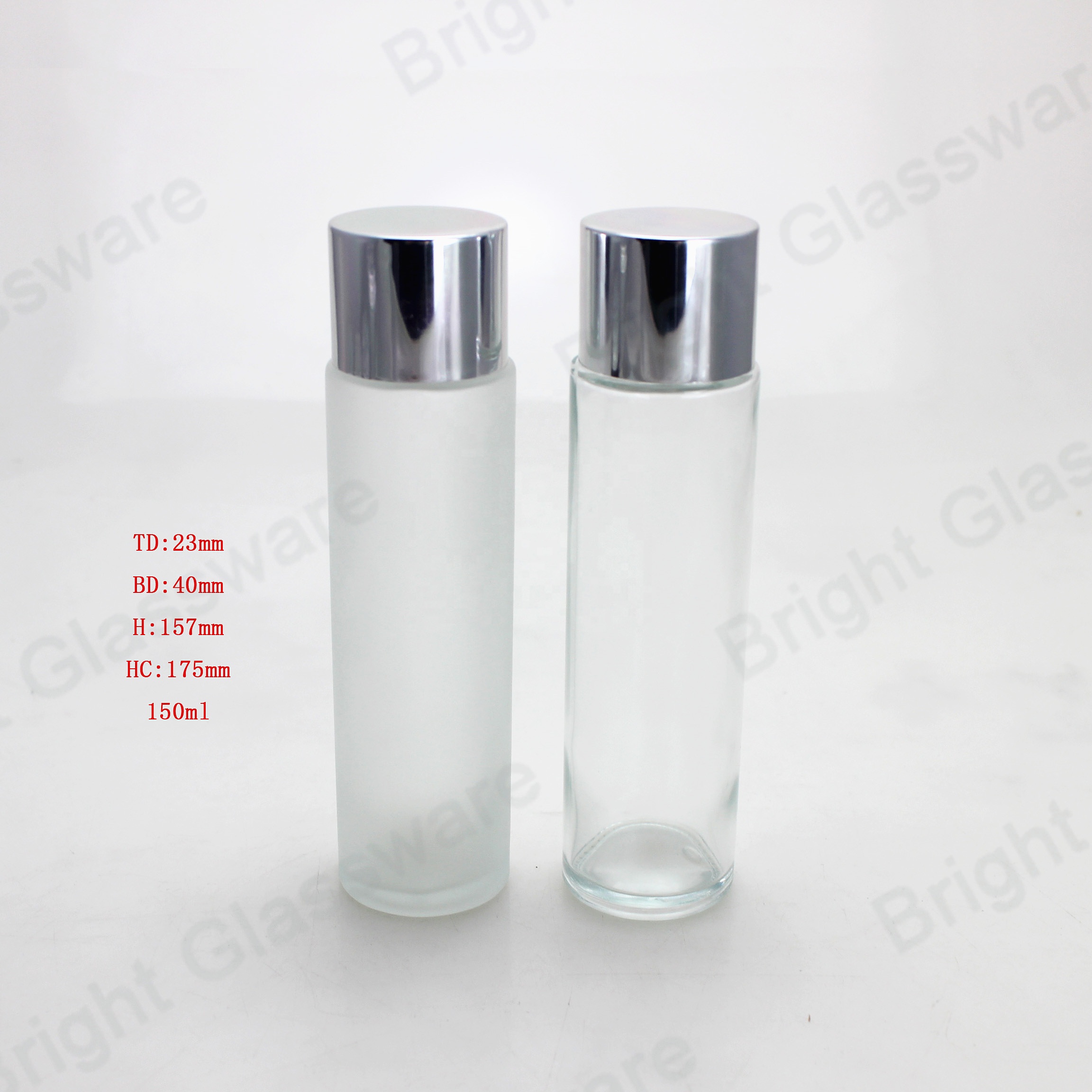 Luxury airless frosted round 50ml 100ml 200ml cosmetic facial cream glass bottles container cream lotion bottles