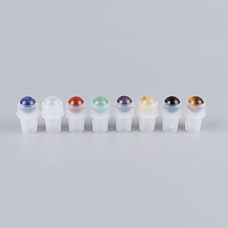 Luxury amber black blue green clear 10 ml perfume essential oil glass 10ml roll on bottles with gemstone roller