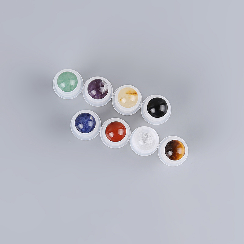Luxury amber black blue green clear 10 ml perfume essential oil glass 10ml roll on bottles with gemstone roller