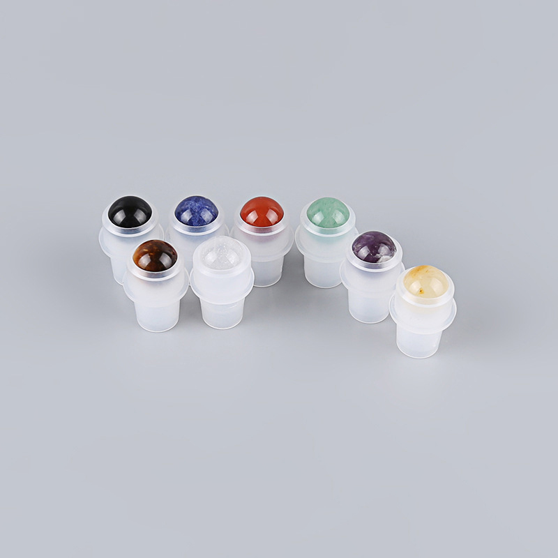 Luxury amber black blue green clear 10 ml perfume essential oil glass 10ml roll on bottles with gemstone roller