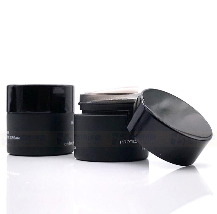 Luxury bamboo lid 15ml 30ml 50ml cream cosmetic jar amber black frosted glass cosmetic jar