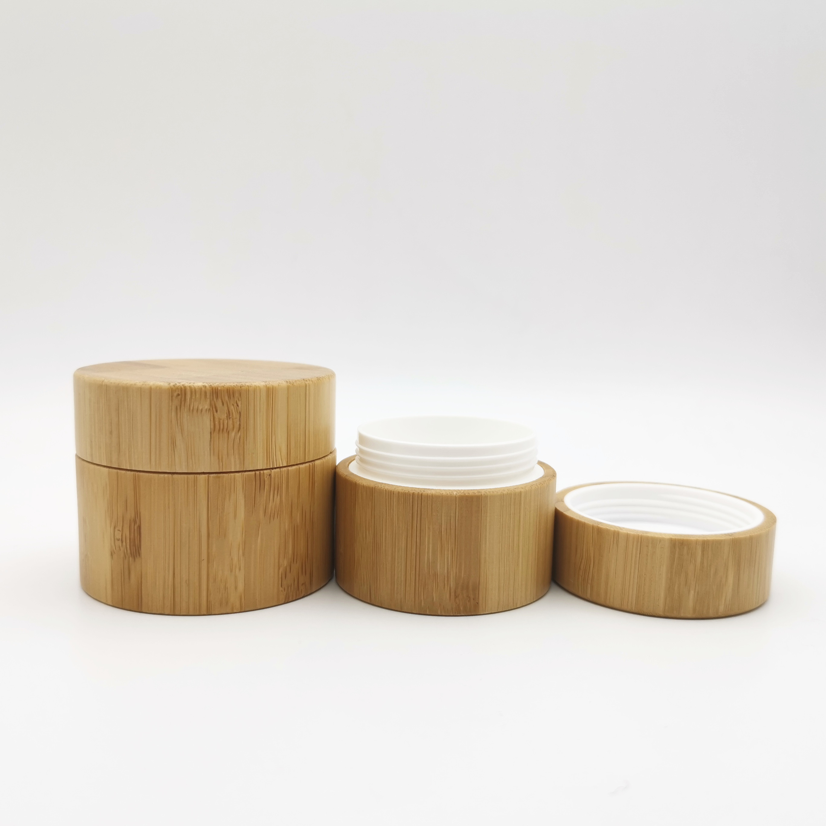 Luxury bamboo lid 30ml 50ml cream cosmetic jar amber black frosted glass cosmetic jar
