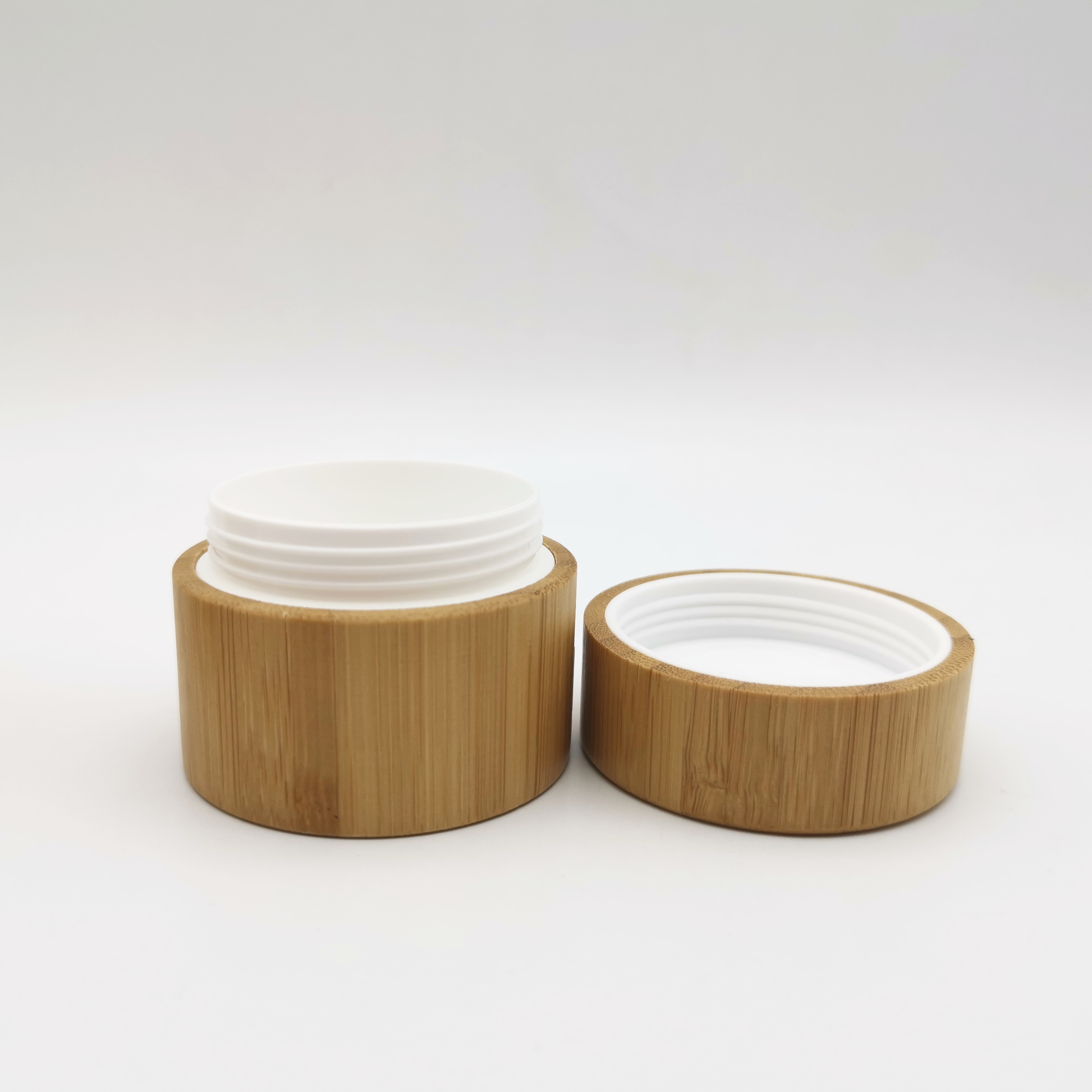 Luxury bamboo lid 30ml 50ml cream cosmetic jar amber black frosted glass cosmetic jar