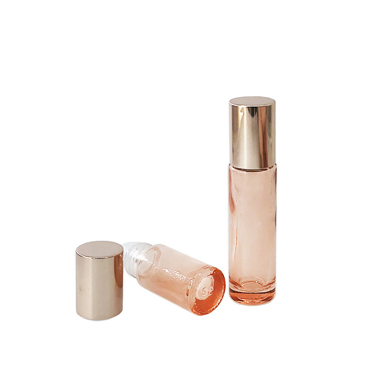 Luxury beautiful pink rose gold roller ball bottle 10ml empty perfume oil bottle