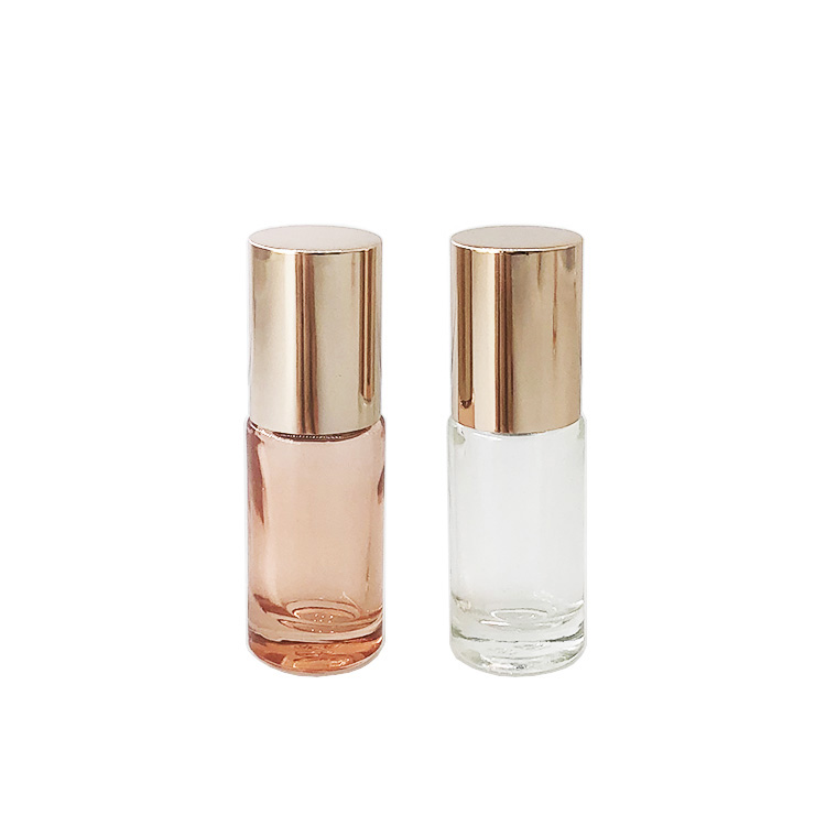 Luxury beautiful pink rose gold roller ball bottle 10ml empty perfume oil bottle