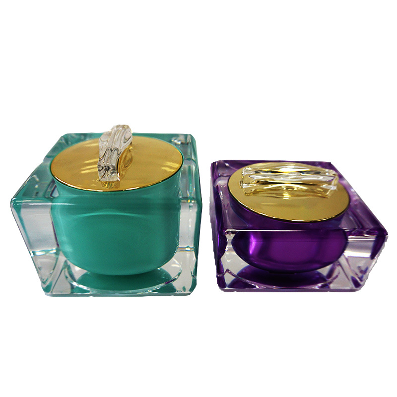 Luxury black 0.5oz 1oz 1.7oz customized square cosmetic cream acrylic jar with black cap