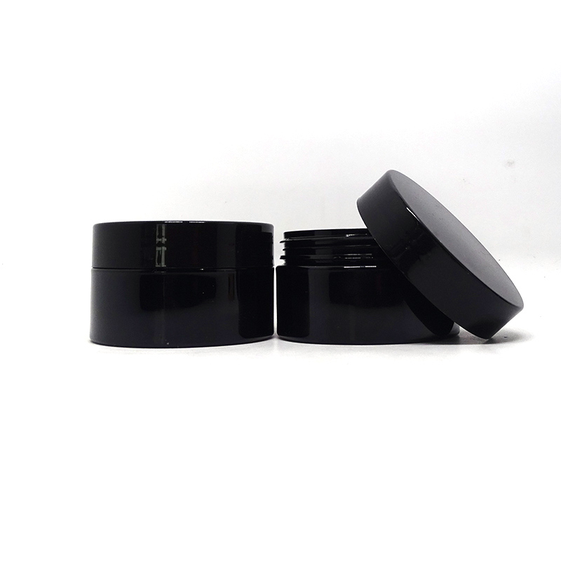 Luxury black PET screw top 1 oz 2 oz 3 oz 4 oz 8 oz cosmetic packaging plastic container
