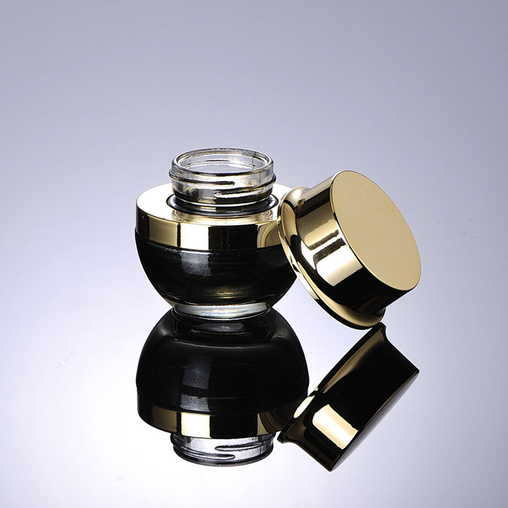 Luxury black cosmetic jar 20g 30g 50g glass jar for cosmetic cream