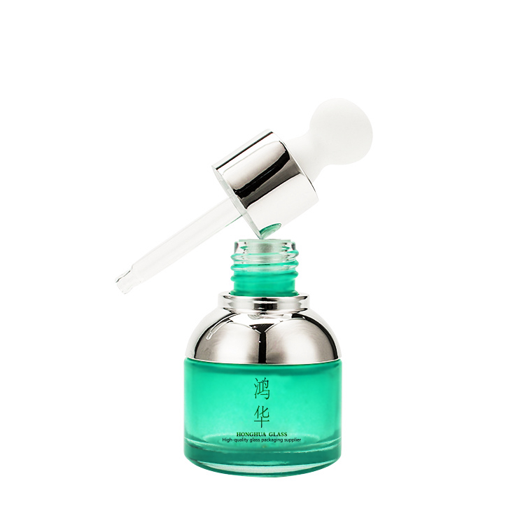 Luxury black gradient customize 30ml 1OZ glass dropper bottle with black pipette for cosmetic oil