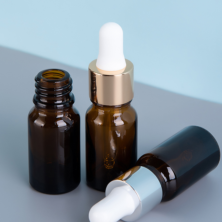 Luxury blue grown color glass bottle 10ml essential oil or serum 18/410 size dropper bottle