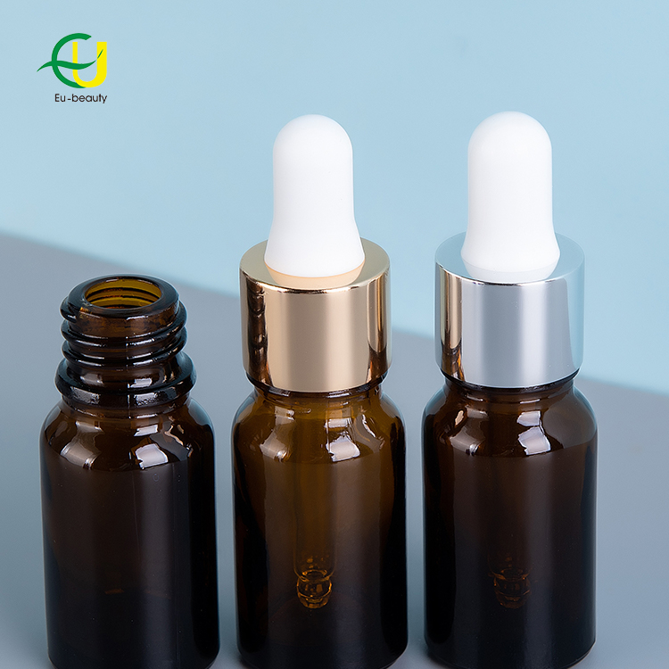 Luxury blue grown color glass bottle 10ml essential oil or serum 18/410 size dropper bottle