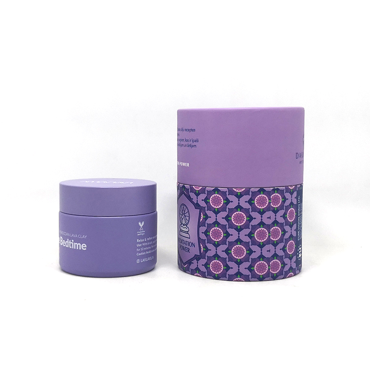 Luxury ceramic packaging 50 ml purple opal glass jar cosmetic with tube