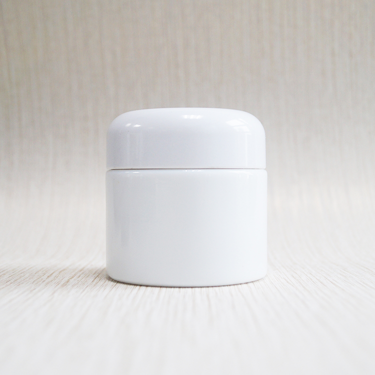 Luxury ceramic skincare packaging opal white glass 60ml jar with arc cap