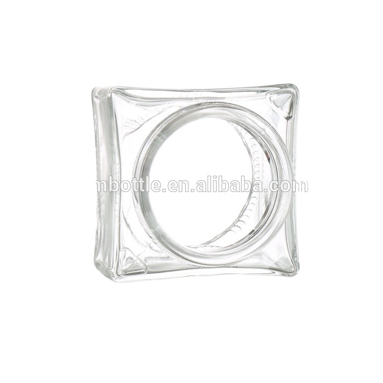 Luxury clear 120ml square shaped glass cosmetic cream jars with plastic lids