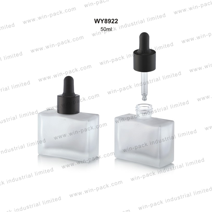 Luxury clear frost square 35ml glass dropper serum perfume bottle skincare bottles cosmetic dropper containers