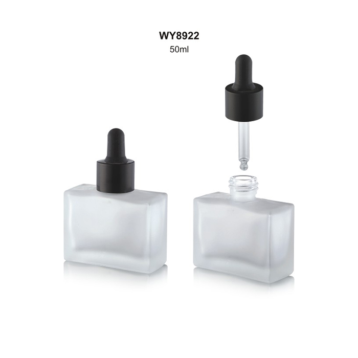 Luxury clear frost square 35ml glass dropper serum perfume bottle skincare bottles cosmetic dropper containers