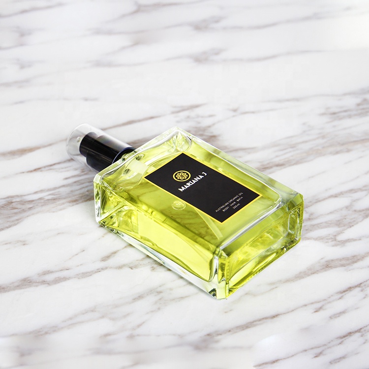 Luxury clear frosted 100ml rectangle glass perfume bottles for sale with label sticker