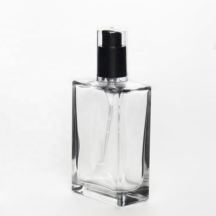 Luxury clear frosted 100ml rectangle glass perfume bottles for sale with label sticker