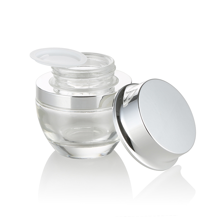 Luxury clear glass jars silver lid  15g 30g 50g cosmetic cream empty glass jars