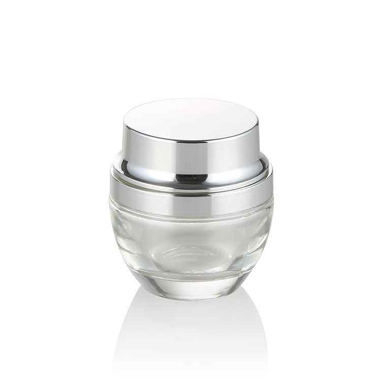 Luxury clear glass jars silver lid 15g 30g 50g cosmetic cream empty glass jars