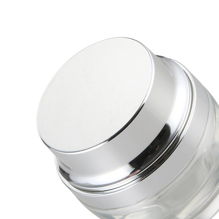 Luxury clear glass jars silver lid 15g 30g 50g cosmetic cream empty glass jars