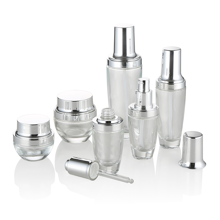 Luxury clear glass jars silver lid 15g 30g 50g cosmetic cream empty glass jars