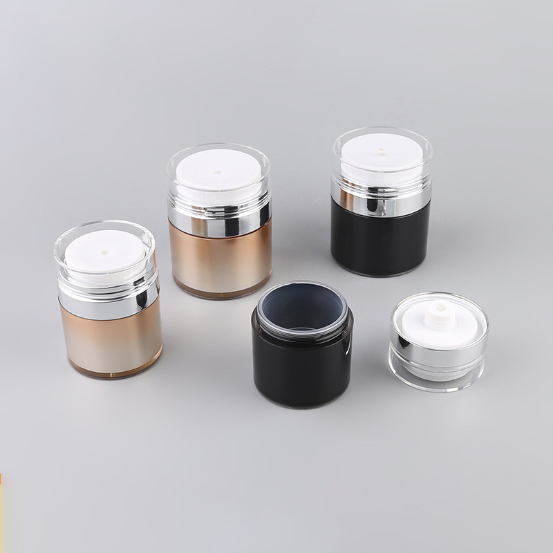 Luxury cosmetic 30g 50g rose gold acrylic airless jar with airless pump moisturizing cream jar