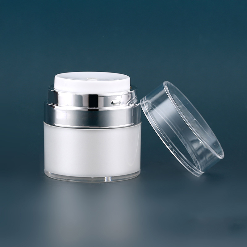 Luxury cosmetic 30g 50g rose gold acrylic airless jar with airless pump moisturizing cream jar