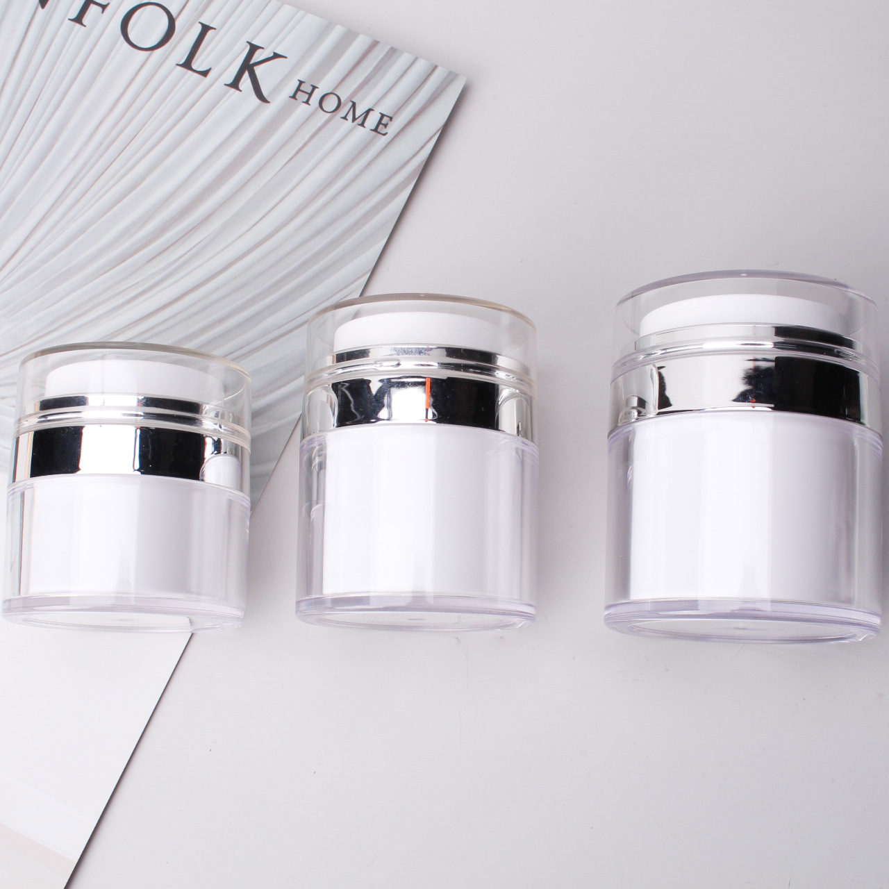 Luxury cosmetic 30g 50g rose gold acrylic airless jar with airless pump moisturizing cream jar