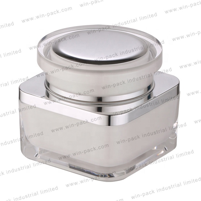 Luxury cosmetic 30g 50g white and gold acrylic skin care cream jar for high quality
