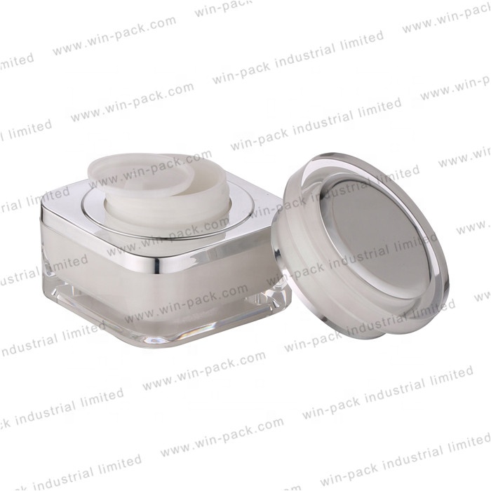 Luxury cosmetic 30g 50g white and gold acrylic skin care cream jar for high quality