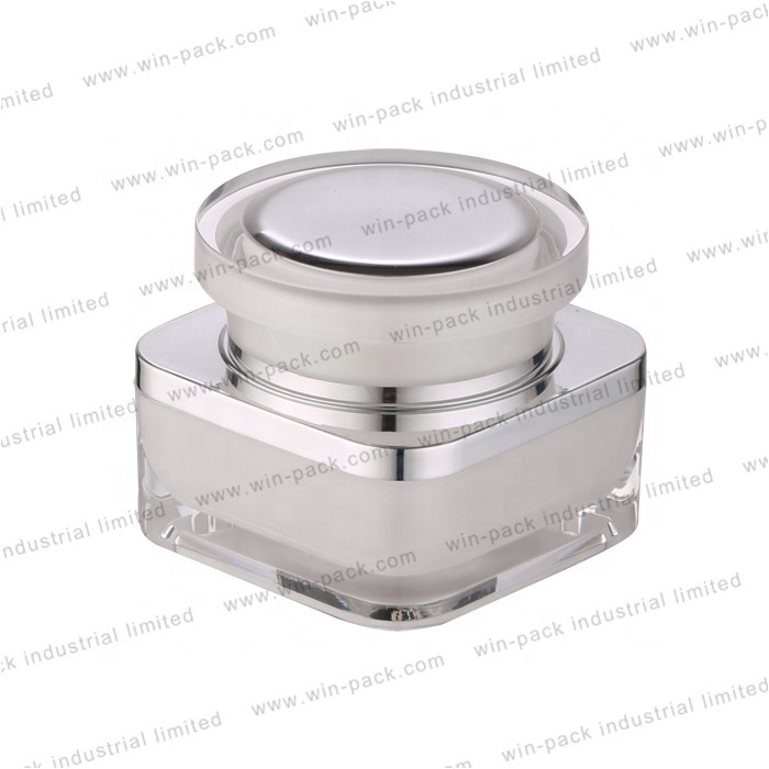 Luxury cosmetic 30g 50g white and gold acrylic skin care cream jar for high quality