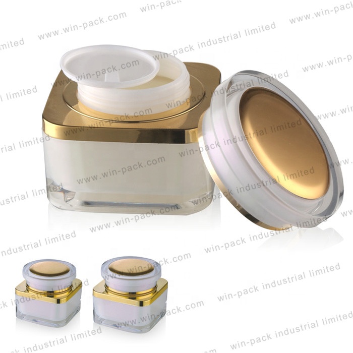 Luxury cosmetic 30g 50g white and gold acrylic skin care cream jar for high quality
