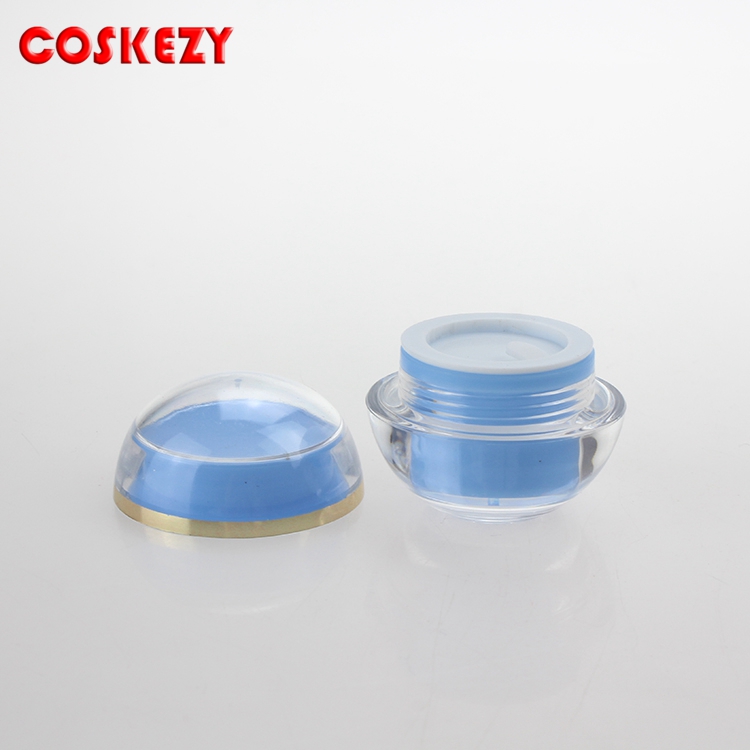 Luxury cosmetic blue double wall acrylic jar packaging acrylic cosmetic cream jar 5g