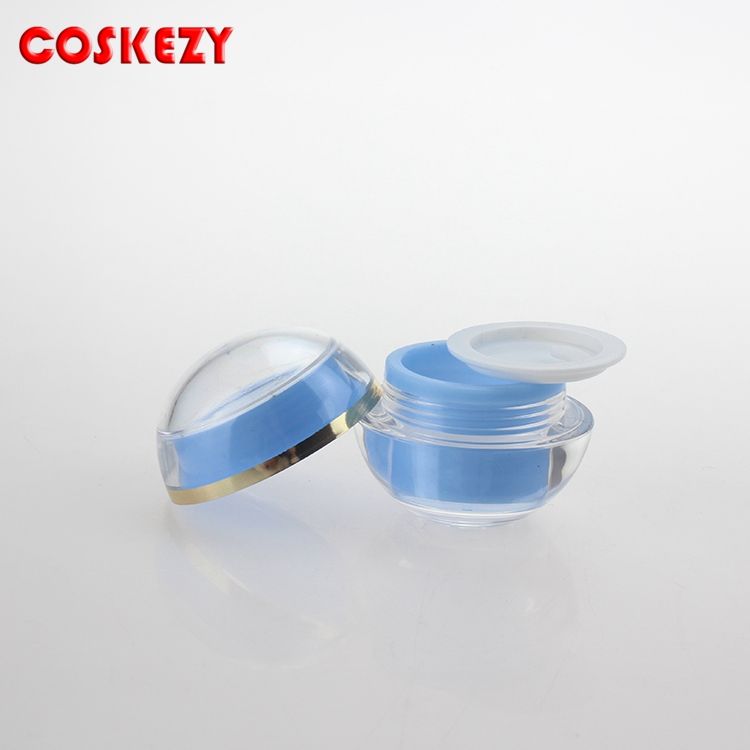 Luxury cosmetic blue double wall acrylic jar packaging acrylic cosmetic cream jar 5g