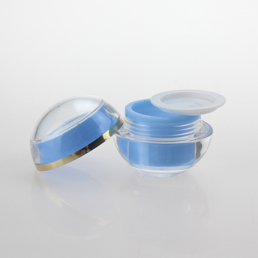 Luxury cosmetic blue double wall acrylic jar packaging acrylic cosmetic cream jar 5g
