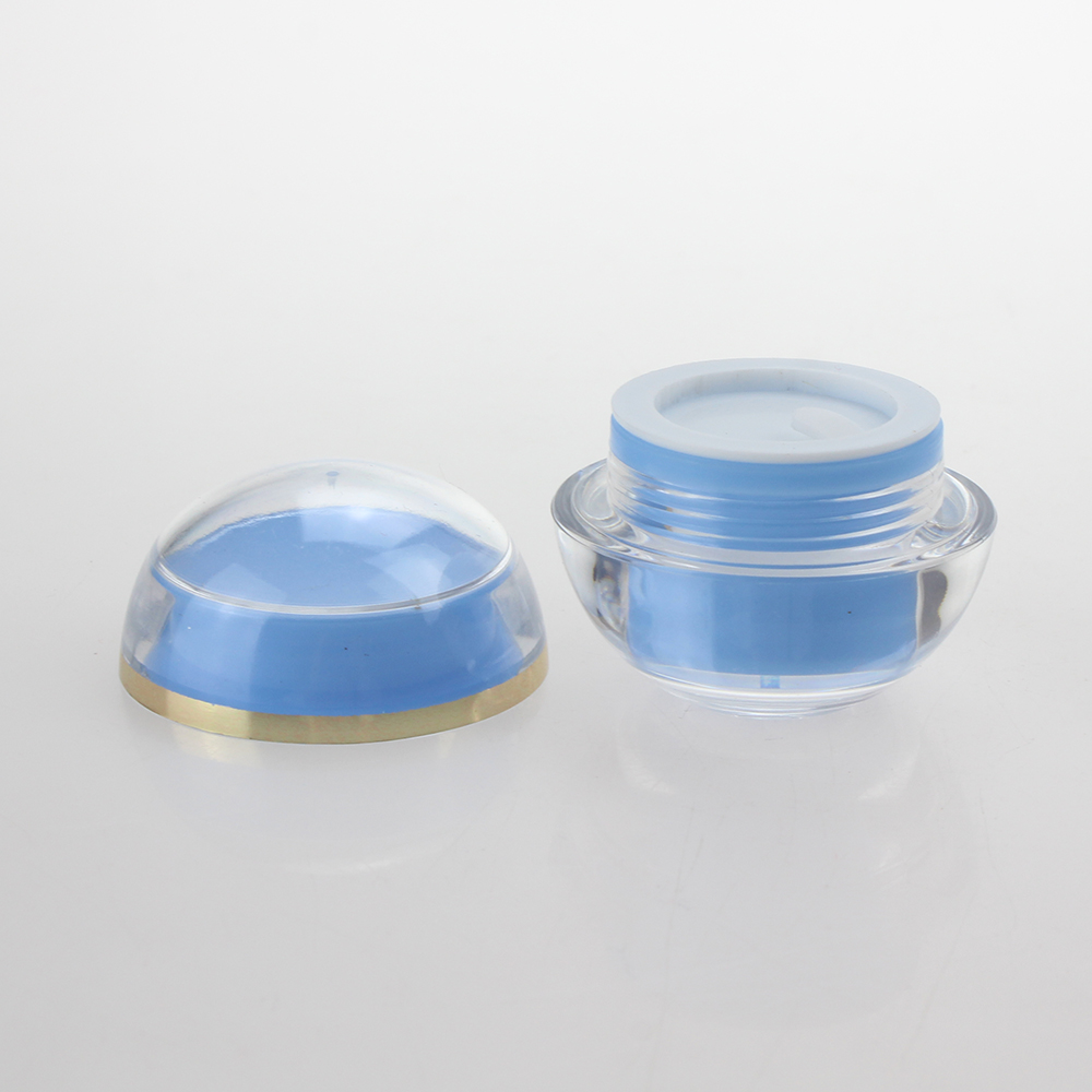 Luxury cosmetic blue double wall acrylic jar packaging acrylic cosmetic cream jar 5g