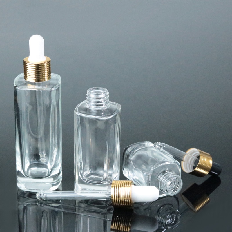 Luxury cosmetic bottle serum glass 15ml 30ml 50 ml essential oil glass bottle with aluminum dropper (EPG11)