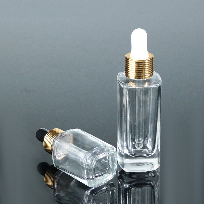 Luxury cosmetic bottle serum glass 15ml 30ml 50 ml essential oil glass bottle with aluminum dropper (EPG11)